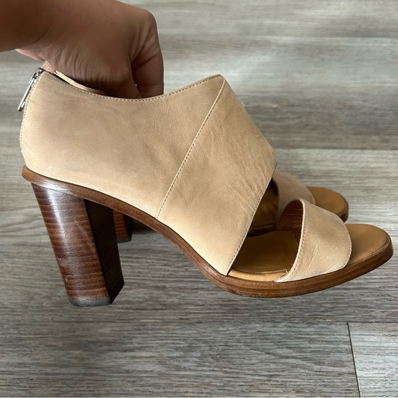Modern Vintage Tan Suede Sandal Heels Block Chunky Heels​​ - Picture 9 of 9